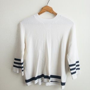 Madewell ivory waffle 3/4 sleeve mapbook sweater